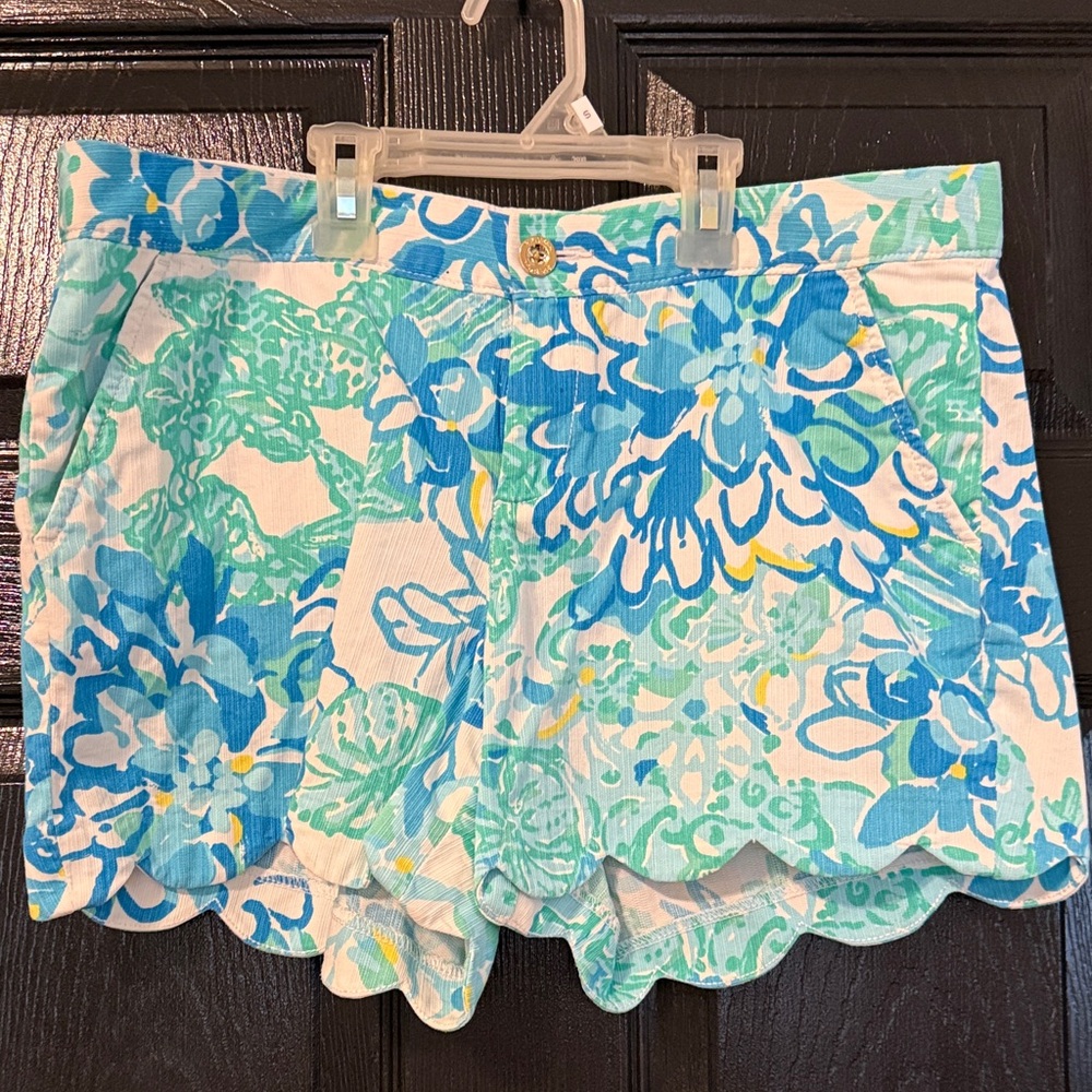 Lilly Pulitzer High Waist Blue and Green Floral Shorts
